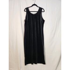 Vintage Carolina Colours $150 Sz 14 Black Stretch Maxi Tank Velvet Jumper Dress